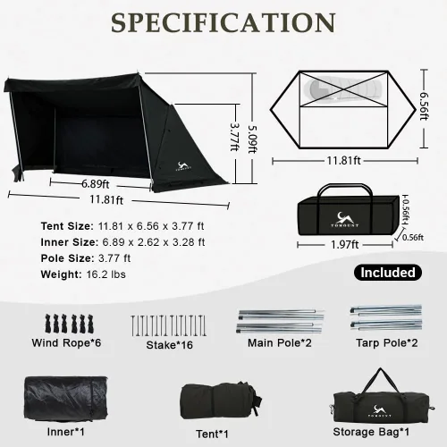 Miniatura 6 de TOMOUNT Tienda de campaña Bivy Refugio de lona para acampar para dos personas