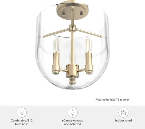 Miniatura 8 de Hunter - Sacha Alturas Gold de 3 luces, luz empotrada de tamaño mediano, regulable, estilo moderno, en forma de urna, para dormitorios, cocinas