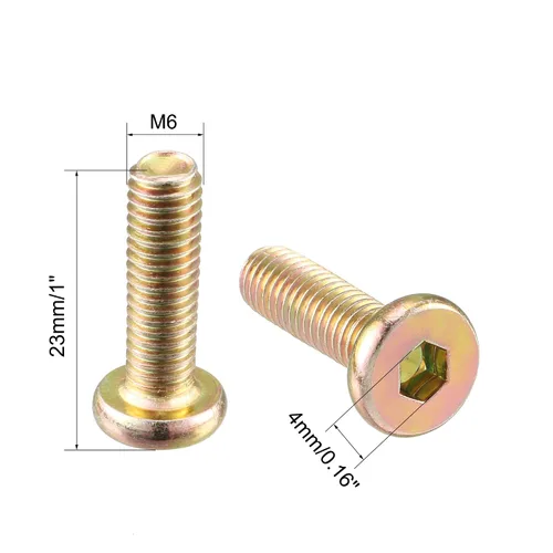 Miniatura 2 de uxcell M6 x 0.787 in roscado cabeza hexagonal Tornillo Tornillo Tornillo Tono Bronce (paquete de 10)