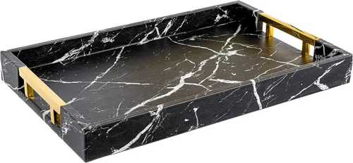Miniatura 28 de Home Redefined - Moderna y elegante bandeja rectangular de 17.5 x 12 pulgadas, estilo shagreen, color azul bebé claro, con aspecto de cuero falso