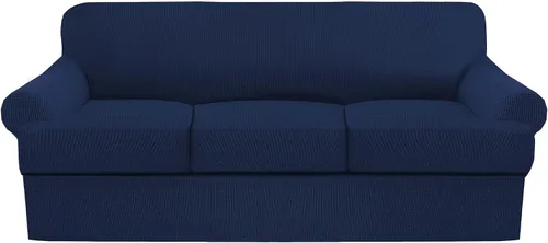 Miniatura 10 de Juego de fundas para sillas con cojines en T de 2 piezas, funda de sofá elástica para sillones y sillas con cojines en T