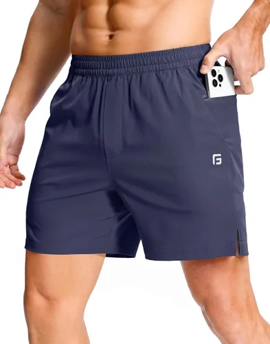 Miniatura 47 de GGJ Pantalones cortos deportivos ligeros para hombre con 2 bolsillos con cremallera de 7/5/9 pulgadas, pantalones cortos de tenis de secado rápido