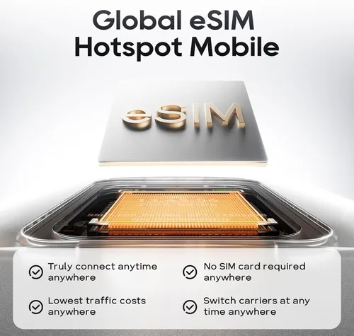 Miniatura 3 de Punto de acceso móvil portátil – eSIM Global WiFi Hotspot, no se necesita tarjeta SIM/contrato, 16 dispositivos, más de 180 países, enrutador
