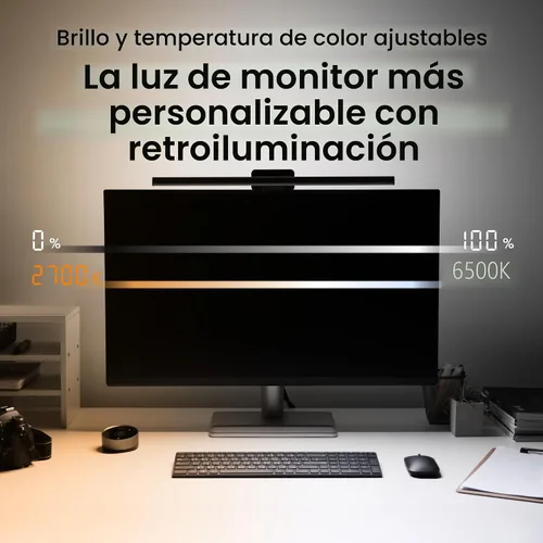 Miniatura 4 de BenQ ScreenBar Halo - Barra de luz LED con 2 luces LED, controlador inalámbrico, luz de fondo, sensor de movimiento, brillo y temperatura