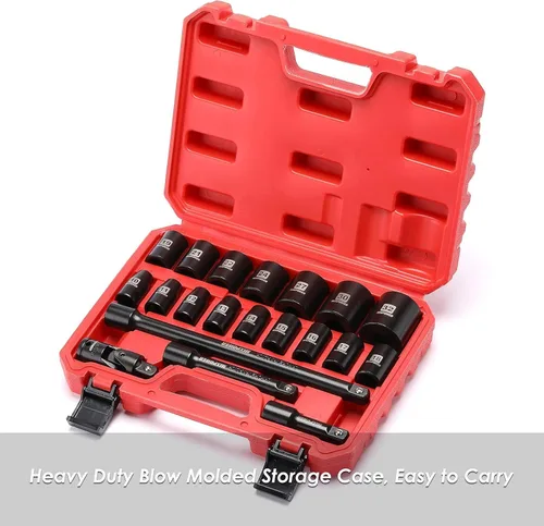 Miniatura 9 de MIXPOWER Juego de dados de impacto poco profundo de 1/2 pulgada, tamaño métrico, 0.394 in-1.260 in, CR-V Proyecto de reparación y mecánico de 6