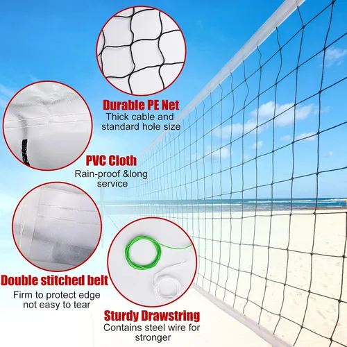 Miniatura 4 de Red de voleibol profesional para exteriores, redes de voleibol de hierba para patio trasero, playa portátil para niños, red de bádminton