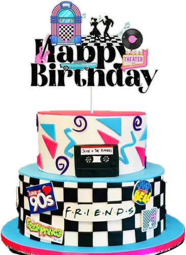 Miniatura 2 de Decoración de pastel de cumpleaños de disco de los años 50 para niños y adultos de los años 50, suministros de fiesta de rock and roll hop