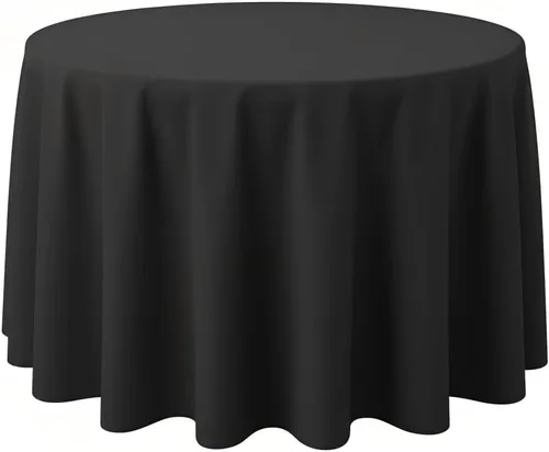 Miniatura 13 de Surmente Mantel cuadrado para mesas cuadradas o redondas, 100% poliéster, 52 x 52 pulgadas, mantel para bodas, banquetes o restaurantes (negro)
