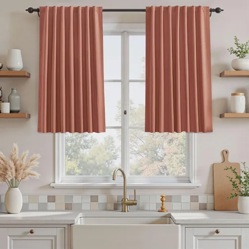 Miniatura 23 de UHITECH Cortinas opacas de 35 pulgadas de largo para sala de estar, 2 paneles, cortina opaca corta para cocina para ventanas pequeñas, cortinas