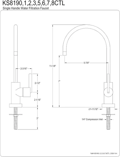 Miniatura 2 de Kingston Brass KS8190CTL Grifo de filtración de agua continental, negro mate, alcance de boquilla de 5‑7/8 pulgadas Mate negro