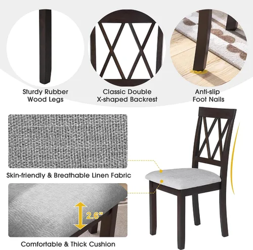 Miniatura 7 de P PURLOVE Juego de comedor de cocina de 3 piezas, juego de mesa de comedor de madera con mesa de comedor de hoja abatible y 2 sillas de comedor
