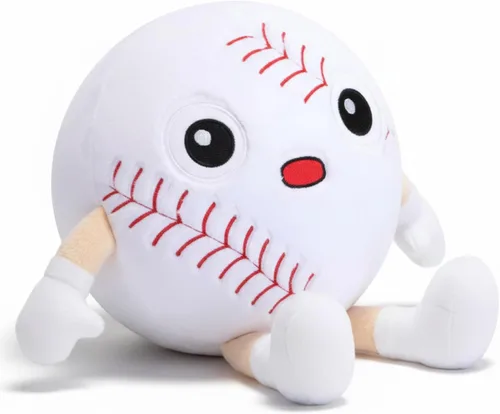 Soulchen Divertido juguete de peluche de béisbol con patas de 11 pulgadas, suave animal de peluche para niños y niñas, almohada deportiva de béisbol
