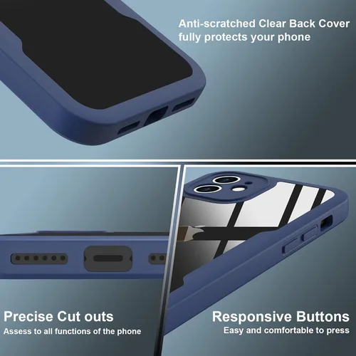 Miniatura 5 de Funda compatible con iPhone 11, diseño transparente de cuerpo completo con protector de pantalla integrado, a prueba de golpes, antiarañazos, Azul