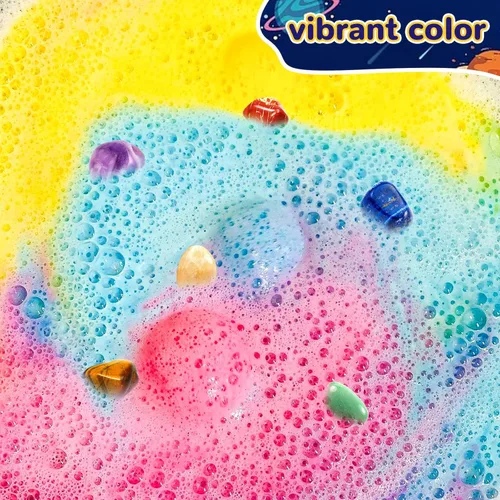 Miniatura 3 de Paquete de 10 bombas de baño de galaxia para niños con juguetes sorpresa en el interior, bombas de baño de burbujas orgánicas con piedras preciosas