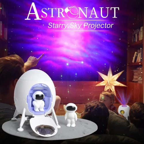 Miniatura 7 de Proyector de estrellas y galaxias astronautas, luz nocturna, Space Man Lander Astronauta Buddy Starry Nebula Proyector de techo Sky LED Starlight