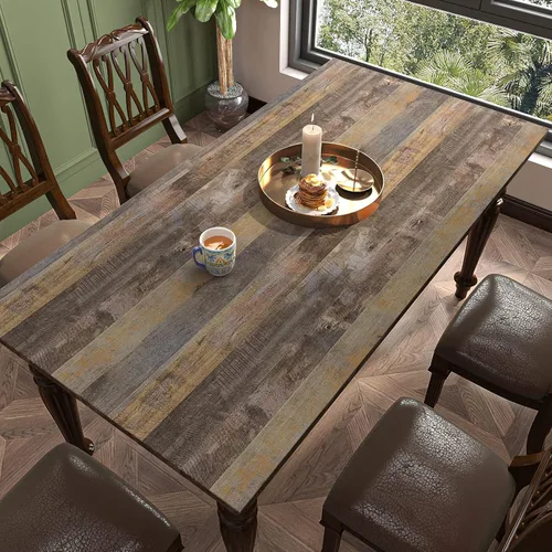 Miniatura 2 de VaryPaper Papel tapiz de madera rústica despegable y adhesivo de 15.7''x78.7'', papel de contacto de madera marrón para encimeras, impermeable