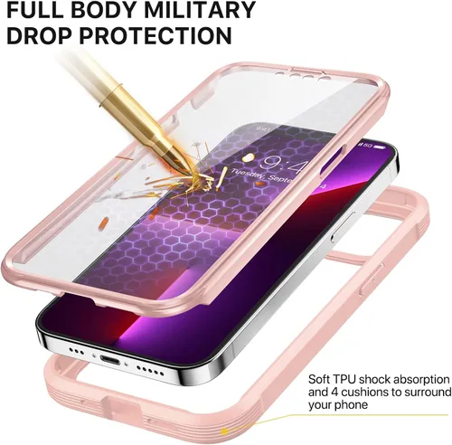 Miniatura 345 de Diaclara Funda diseñada para iPhone 16, mejorada [protección completa de la cámara], carcasa resistente de cuerpo completo con protector de pantalla