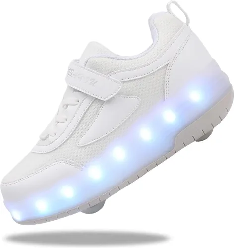 Zapatos para niños con ruedas - 4 en 1 Zapatos con ruedas iluminados con luces LED recargables por USB para regalos de Navidad y escuela