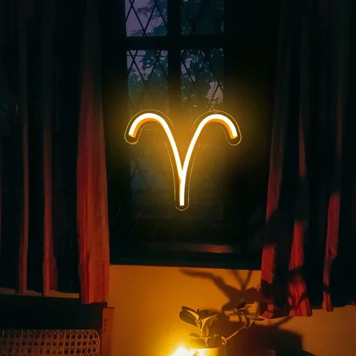 Miniatura 4 de El Letrero de Neón del Horóscopo del Zodiaco, Aries, Letreros de Neón LED para Decoración de Pared, Luces de Neón del Zodíaco Astrológico Hermosas