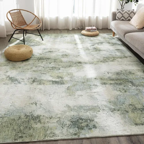 Miniatura 58 de Carvapet 9x12 Alfombras grandes para sala de estar y dormitorio, alfombra moderna lavable azul de pelo bajo con respaldo de goma, plegable, alfombra
