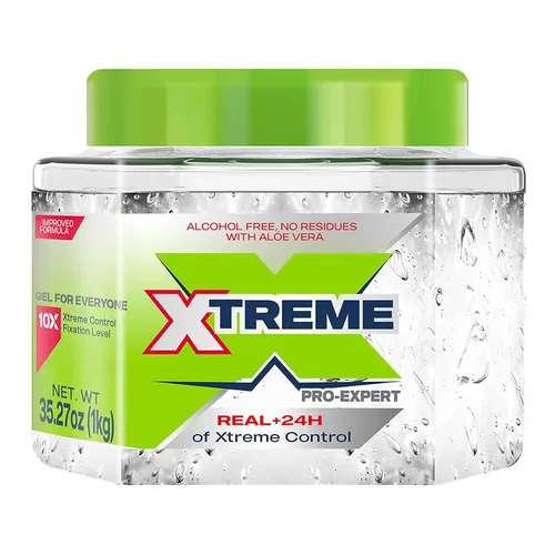 Gel de peinado Xtreme Pro-Expert transparente, sin alcohol, control extremo de 24 horas con aloe vera, frasco de 35.27 oz (paquete de 6)
