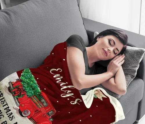 Miniatura 6 de Manta roja de Navidad – This is My Christmas Movie Watching Blanket Mantas de Navidad para niños – Manta de película de camión rojo, manta