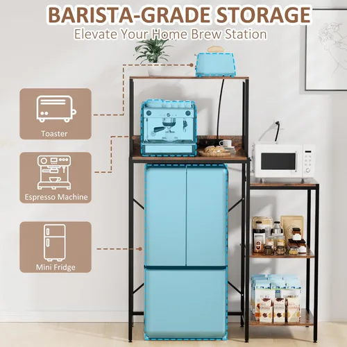 Miniatura 7 de Mini refrigerador y microondas, organizador de estante para dormitorio, 5 niveles ajustables sobre mini refrigerador, estante para panaderos