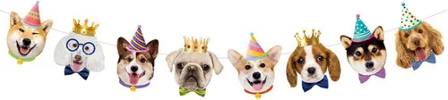 TSJ Cartel de cumpleaños de perro, decoración de fiesta temática de perro, suministros de fiesta de cachorros para fiesta de cumpleaños, baby shower