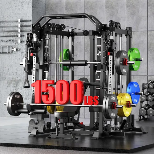 Miniatura 2 de Máquina Smith con sistema de cruce de cables, jaula de potencia multifunción para sentadillas y rack de potencia para gimnasio en casa, rack de Negro