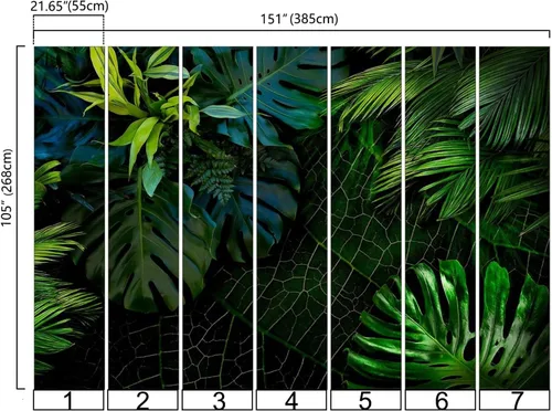 Miniatura 4 de Bormia - Papel tapiz de pared verde Monstera con hojas de plátano, hojas de plátano, sin costuras, calcomanías de pared para sala de estar, 034