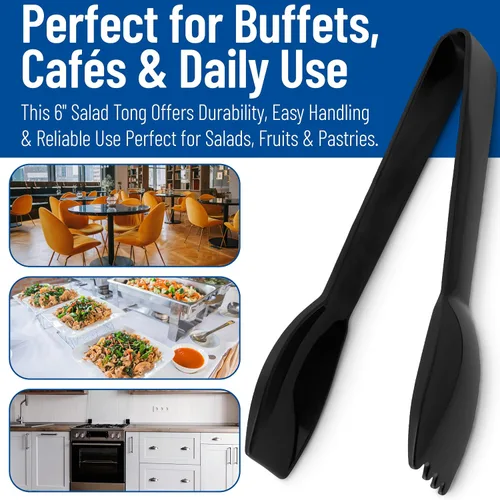 Miniatura 7 de Carlisle FoodService Products Carly Pinza para ensalada, pinza para ensalada de 6 pulgadas, color negro (paquete de 12)