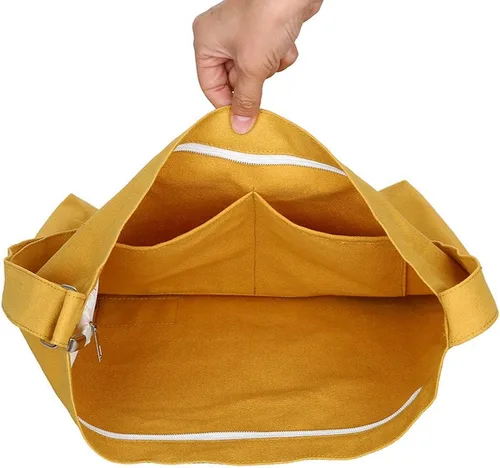 Miniatura 50 de Covelin - Bolsa de hombro informal de lona para mujer, estilo bohemio y retro, bolsa de mano, bolso cruzado, tamaño grande