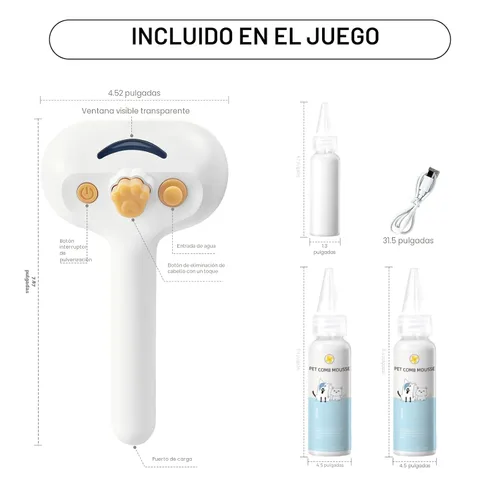 Miniatura 8 de Cepillo de vapor para mascotas para perros y gatos – Peine de depilación en aerosol 3 en 1 para quitar pelo y aseo, suaviza la piel y reduce