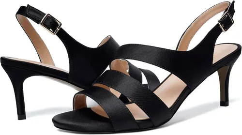 Miniatura 4 de YODEKS Sandalias de tacón para mujer Slingback Strappy Tacones bajos de gatito Tacones de punta abierta