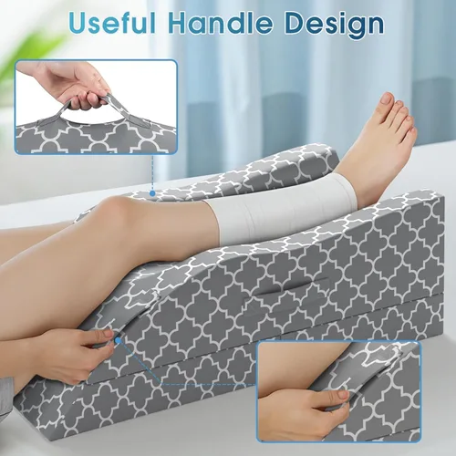 Miniatura 6 de Almohada de pierna CloudBliss, almohada de elevación de pierna para después de la cirugía, espuma viscoelástica ajustable con funda para hielo