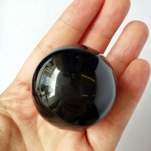 Miniatura 2 de Escultura de esfera de adivinación de cristal curativo de obsidiana negra de 1.575 pulgadas, bola de piedras preciosas, Feng Shui Chakra Aura