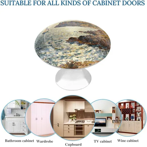 Miniatura 3 de Cap Negre Watercolor Drawer Pulls Modern Stainless Steel Door Handle Round Cabinet Knobs Exquisite Drawer Knobs Fashion Cabinet Handles Closet Door