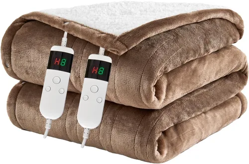 Miniatura 17 de Electric Blanket Heated Throw, Soft Flannel 50"x60" Heating Blanket with 8 Hours Auto Off 10 Fast Heating Levels Machine Washable Sherpa Heated