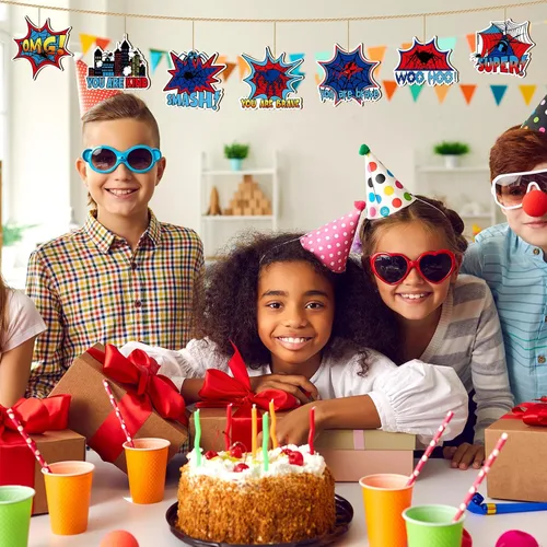 Miniatura 5 de Yookeer 24 adornos de araña, adornos de madera de telaraña roja y azul, con cuerda colgante, decoración de fiesta de héroe para árbol y decoración