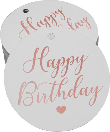 Miniatura 24 de Etiqueta de papel para colgar con texto en inglés «Happy Birthday» (50 unidades)