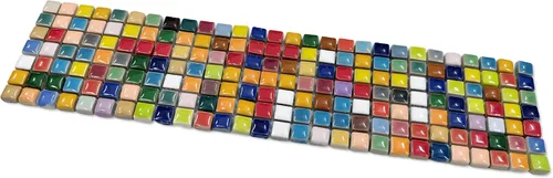Miniatura 2 de Hominter Muestra de azulejos de 3 x 12 pulgadas: Azulejo de mosaico de cerámica multicolor, Azulejo de porcelana esmaltado cuadrado pequeño