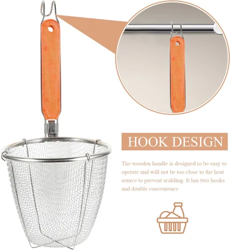 Miniatura 6 de Angoily - Canastas coladoras de fideos de 4 piezas con asa, coladores de pasta de malla para cocinar ramen y espagueti, coladores de cocina de acero