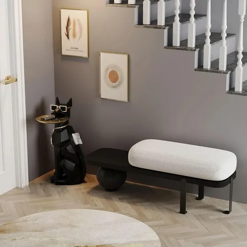 Miniatura 8 de homary Moderna escultura de perro de resina geométrica estatua de pie linda mesa auxiliar bandeja auxiliar con almacenamiento de pañuelos (negro)
