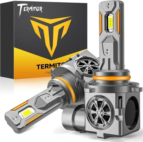 Termitor Bombillas LED 9005/HB3, 30000 lúmenes, 800% ultra brillo, tamaño halógeno 1:1, blanco frío 6500K, vida útil de 10 años con ventilador de