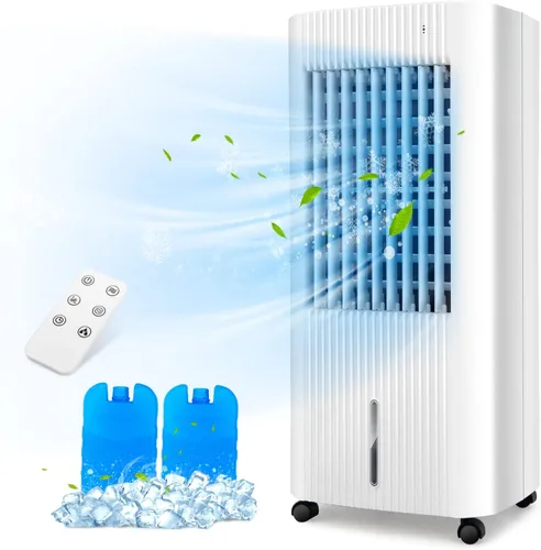 PETSITE Enfriador de aire evaporativo, ventilador de refrigeración portátil con control remoto, 3 modos de viento, 3 velocidades de viento,