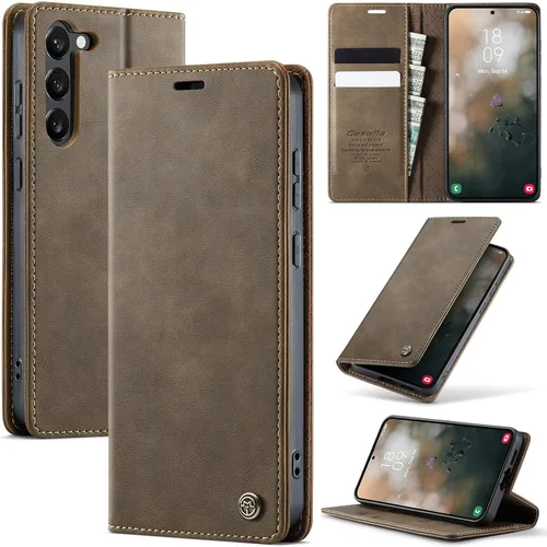 Miniatura 34 de Funda tipo cartera para iPhone 13 de piel tipo cartera con tarjetero y función atril, cierre magnético, bloqueo RFID, TPU a prueba de golpes