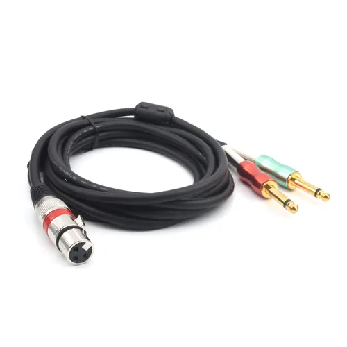 Miniatura 6 de XLR hembra a 0.250 in 1/4 pulgadas mono macho audio Y cable divisor en Y, doble 0.250 in 1/4" macho a XLR hembra 3Pin micrófono convertidor de audio