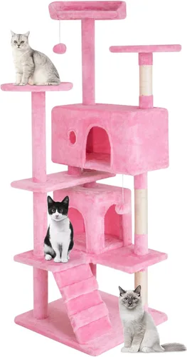 Miniatura 29 de PayLessHere Árbol para Gatos de 54 Pulgadas Torre para Gatos con Poste Rascador para Gatos, Soporte de Condominio para Gatos de Múltiples Niveles