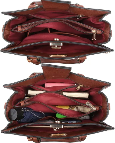 Miniatura 5 de Dasein - Carteras y bolsas de mano para mujer, bolsas planas, con asa superior, bolso de hombro, bolso de trabajo con cartera a juego