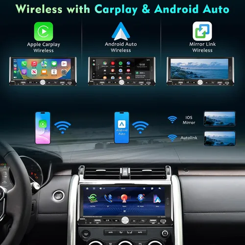 Miniatura 2 de Pantalla táctil de 6.9 pulgadas, radio estéreo para automóvil con Bluetooth, reproductor de unidad principal compatible con enlace de espejo, radio